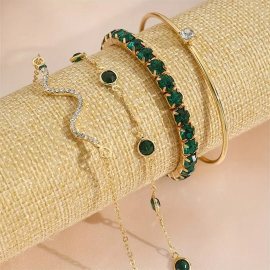 Conjunto de Pulseiras Verde-Esmeralda — imagem 2