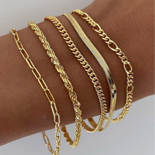 Conjunto de Pulseiras Douradas Valentina