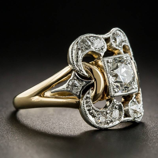 Anel Vintage Zircónia Dourado